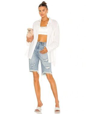 One Teaspoon Salty Dog Cut Off Truckers Bermuda Shorts Longline Denim Jean Cutof